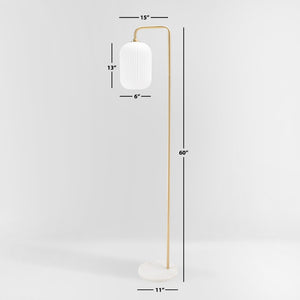 Safavieh SANTINA, 60-Inch Gold & White Marble Floor Lamp – Elegant Lighting for Modern & Classic Spaces FLL7007A