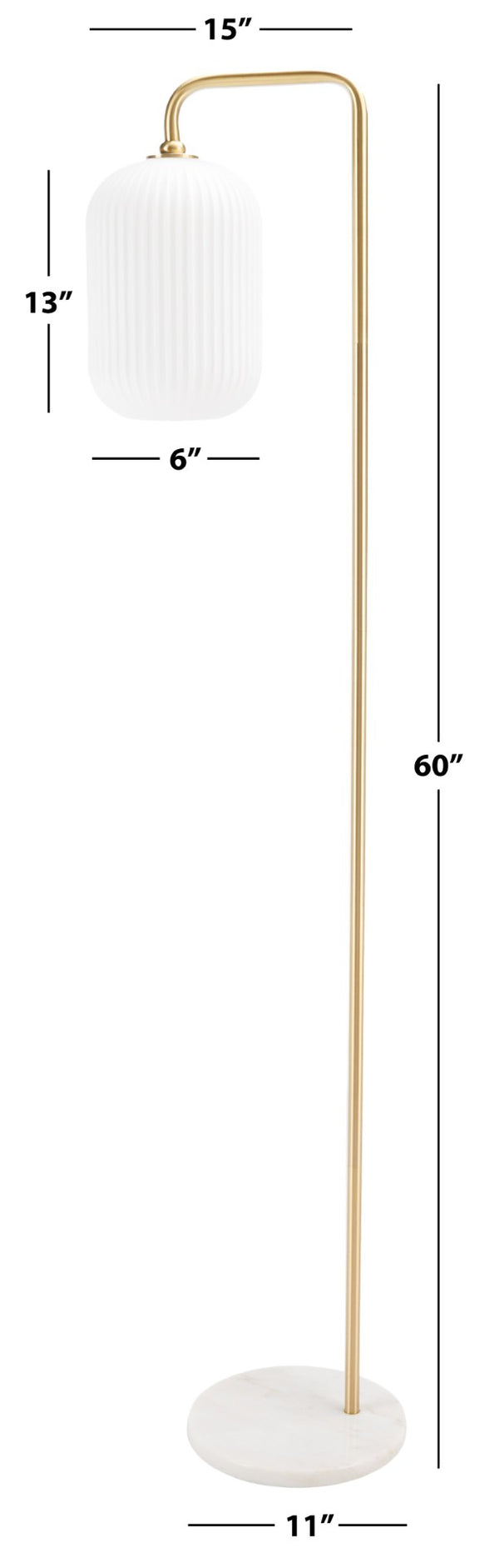 Safavieh SANTINA, 60-Inch Gold & White Marble Floor Lamp – Elegant Lighting for Modern & Classic Spaces FLL7007A