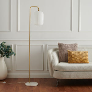 Safavieh SANTINA, 60-Inch Gold & White Marble Floor Lamp – Elegant Lighting for Modern & Classic Spaces FLL7007A