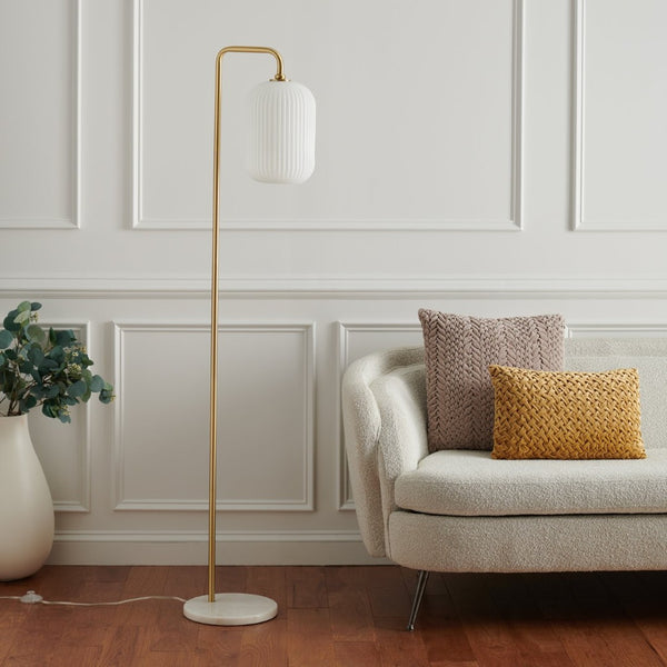 Safavieh SANTINA, 60-Inch Gold & White Marble Floor Lamp – Elegant Lighting for Modern & Classic Spaces FLL7007A