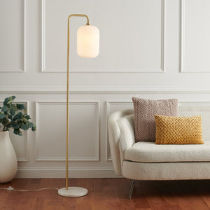 Safavieh SANTINA, 60-Inch Gold & White Marble Floor Lamp – Elegant Lighting for Modern & Classic Spaces FLL7007A
