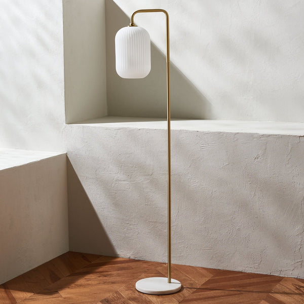 Safavieh SANTINA, 60-Inch Gold & White Marble Floor Lamp – Elegant Lighting for Modern & Classic Spaces FLL7007A