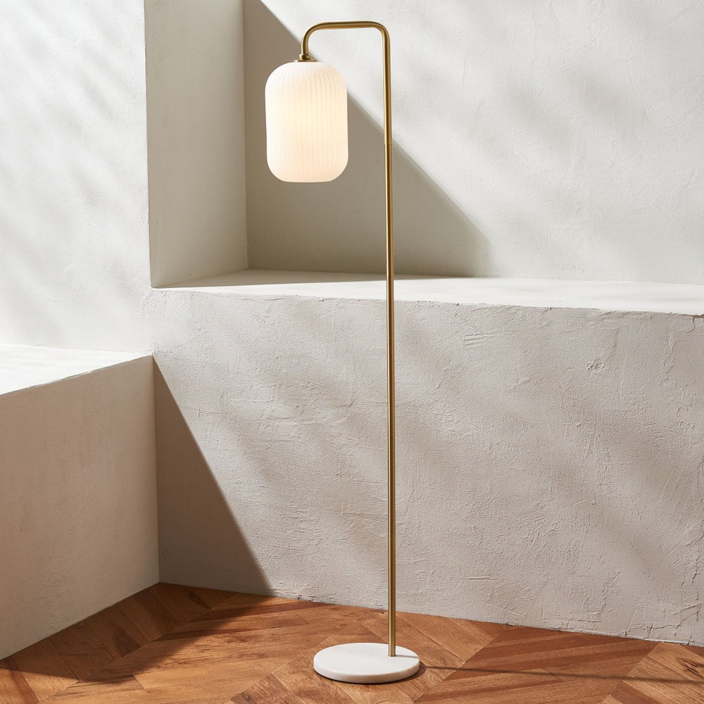 Safavieh SANTINA, 60-Inch Gold & White Marble Floor Lamp – Elegant Lighting for Modern & Classic Spaces FLL7007A