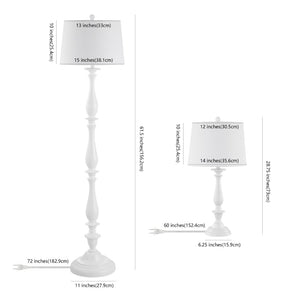 Safavieh BESSIE, Elegant White Iron Floor & Table Lamp Set of 3 - Versatile Illumination for Any Room FLT4002A-SET3