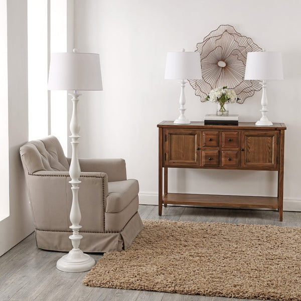 Safavieh BESSIE, Elegant White Iron Floor & Table Lamp Set of 3 - Versatile Illumination for Any Room FLT4002A-SET3