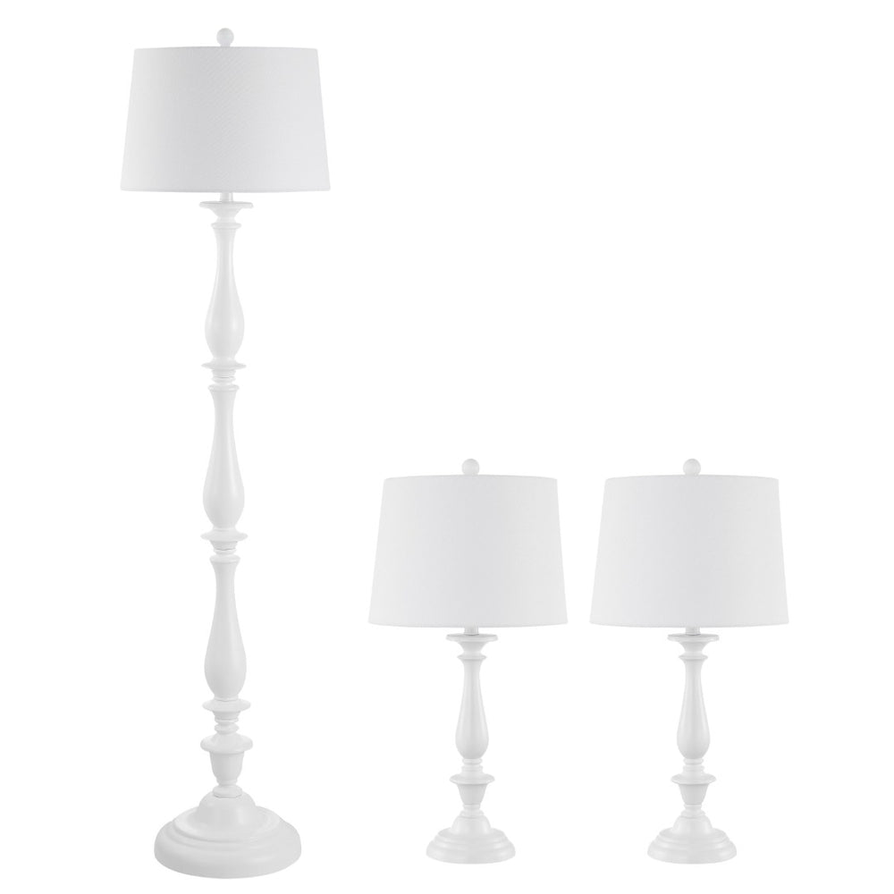 Safavieh BESSIE, Elegant White Iron Floor & Table Lamp Set of 3 - Versatile Illumination for Any Room FLT4002A-SET3