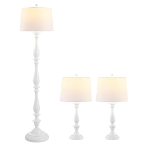 Safavieh BESSIE, Elegant White Iron Floor & Table Lamp Set of 3 - Versatile Illumination for Any Room FLT4002A-SET3