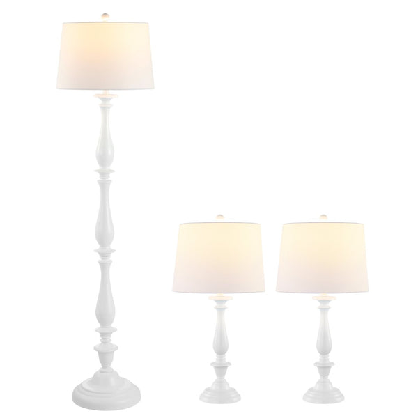 Safavieh BESSIE, Elegant White Iron Floor & Table Lamp Set of 3 - Versatile Illumination for Any Room FLT4002A-SET3