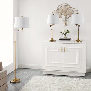 Safavieh NADIA, Gold Iron Floor & Table Lamp Set of 3 – Modern Minimalist Design for Elegant Home Lighting FLT4004A-SET3