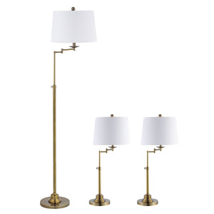Safavieh NADIA, Gold Iron Floor & Table Lamp Set of 3 – Modern Minimalist Design for Elegant Home Lighting FLT4004A-SET3