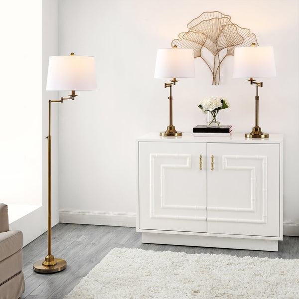Safavieh NADIA, Gold Iron Floor & Table Lamp Set of 3 – Modern Minimalist Design for Elegant Home Lighting FLT4004A-SET3