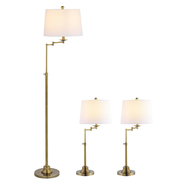 Safavieh NADIA, Gold Iron Floor & Table Lamp Set of 3 – Modern Minimalist Design for Elegant Home Lighting FLT4004A-SET3