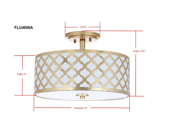 Safavieh KORA, 15 Inch Modern Flush Mount Light Fixture for Cozy Ambiance in Homes and Commercial Spaces Gold FLU4000A