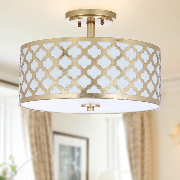 Safavieh KORA, 15 Inch Modern Flush Mount Light Fixture for Cozy Ambiance in Homes and Commercial Spaces Gold FLU4000A