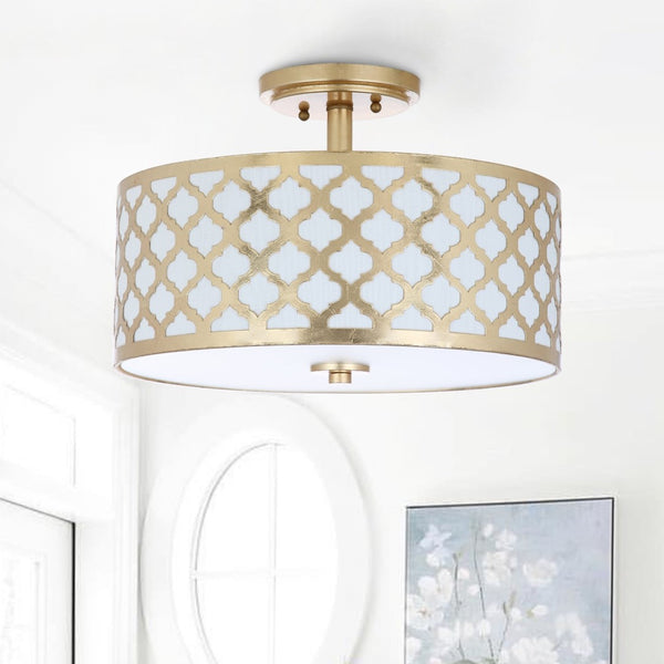 Safavieh KORA, 15 Inch Modern Flush Mount Light Fixture for Cozy Ambiance in Homes and Commercial Spaces Gold FLU4000A