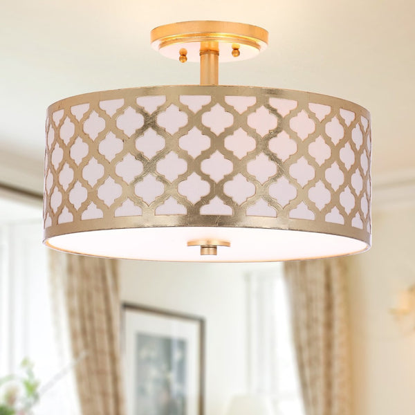 Safavieh KORA, 15 Inch Modern Flush Mount Light Fixture for Cozy Ambiance in Homes and Commercial Spaces Gold FLU4000A