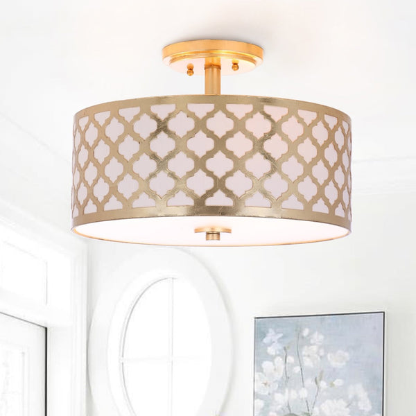Safavieh KORA, 15 Inch Modern Flush Mount Light Fixture for Cozy Ambiance in Homes and Commercial Spaces Gold FLU4000A