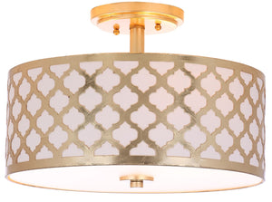 Safavieh KORA, 15 Inch Modern Flush Mount Light Fixture for Cozy Ambiance in Homes and Commercial Spaces Gold FLU4000A