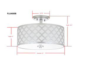 Safavieh KORA, 15 Inch Modern Flush Mount Light Fixture for Cozy Ambiance in Homes and Commercial Spaces Silver FLU4000B