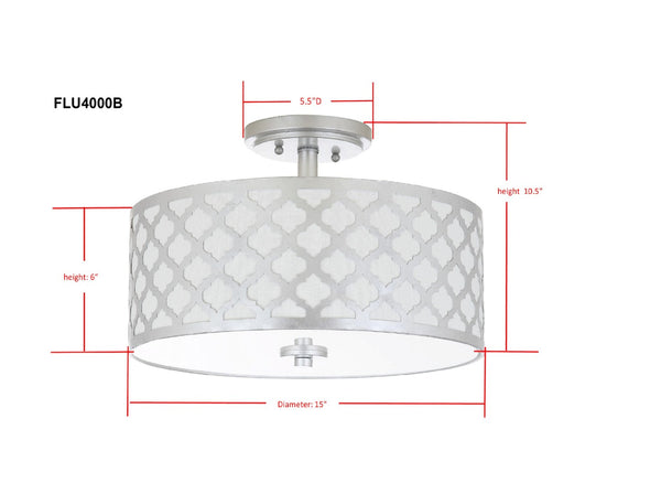 Safavieh KORA, 15 Inch Modern Flush Mount Light Fixture for Cozy Ambiance in Homes and Commercial Spaces Silver FLU4000B