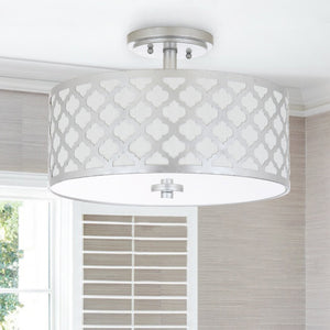 Safavieh KORA, 15 Inch Modern Flush Mount Light Fixture for Cozy Ambiance in Homes and Commercial Spaces Silver FLU4000B