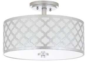 Safavieh KORA, 15 Inch Modern Flush Mount Light Fixture for Cozy Ambiance in Homes and Commercial Spaces Silver FLU4000B