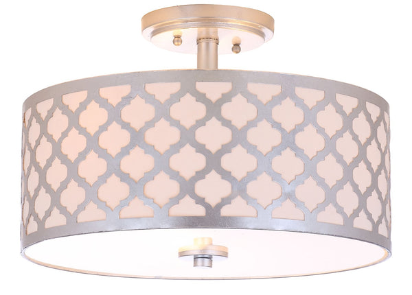 Safavieh KORA, 15 Inch Modern Flush Mount Light Fixture for Cozy Ambiance in Homes and Commercial Spaces Silver FLU4000B