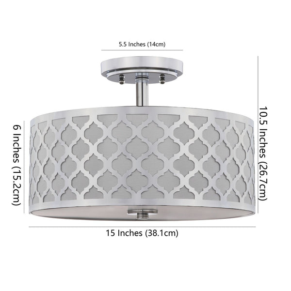 Safavieh KORA, 15 Inch Modern Flush Mount Light Fixture for Cozy Ambiance in Homes and Commercial Spaces Chrome FLU4000C