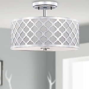 Safavieh KORA, 15 Inch Modern Flush Mount Light Fixture for Cozy Ambiance in Homes and Commercial Spaces Chrome FLU4000C