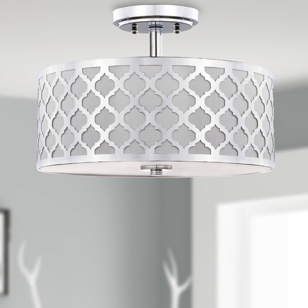 Safavieh KORA, 15 Inch Modern Flush Mount Light Fixture for Cozy Ambiance in Homes and Commercial Spaces Chrome FLU4000C