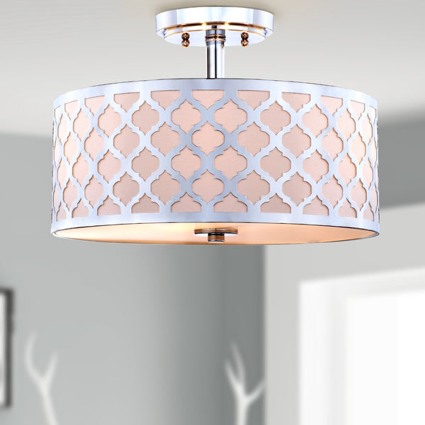 Safavieh KORA, 15 Inch Modern Flush Mount Light Fixture for Cozy Ambiance in Homes and Commercial Spaces Chrome FLU4000C