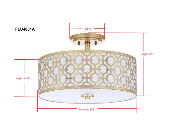 Safavieh VERA, Modern Flush Mount Light Fixture for Living Rooms and Bedrooms - Elegant Design & Soft Illumination Gold FLU4001A
