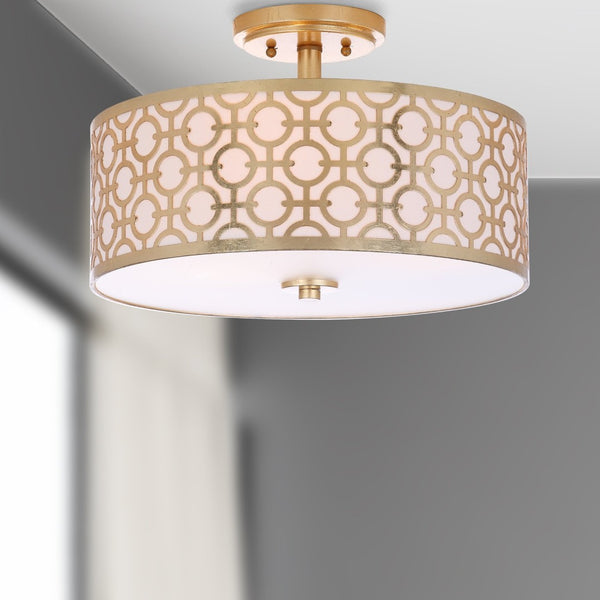 Safavieh VERA, Modern Flush Mount Light Fixture for Living Rooms and Bedrooms - Elegant Design & Soft Illumination Gold FLU4001A