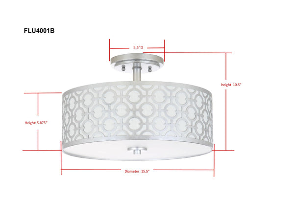 Safavieh VERA, Modern Flush Mount Light Fixture for Living Rooms and Bedrooms - Elegant Design & Soft Illumination Silver FLU4001B
