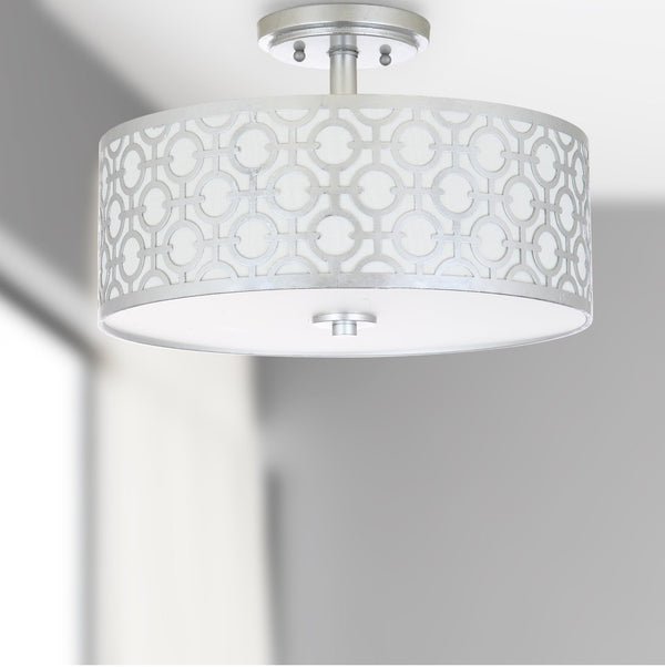 Safavieh VERA, Modern Flush Mount Light Fixture for Living Rooms and Bedrooms - Elegant Design & Soft Illumination Silver FLU4001B