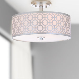 Safavieh VERA, Modern Flush Mount Light Fixture for Living Rooms and Bedrooms - Elegant Design & Soft Illumination Silver FLU4001B