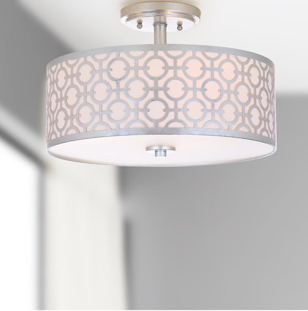Safavieh VERA, Modern Flush Mount Light Fixture for Living Rooms and Bedrooms - Elegant Design & Soft Illumination Silver FLU4001B