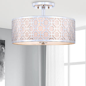 Safavieh VERA, Modern Flush Mount Light Fixture for Living Rooms and Bedrooms - Elegant Design & Soft Illumination Chrome FLU4001C