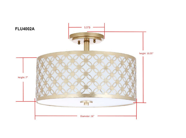 Safavieh HUTCH, 16-Inch Contemporary Flush Mount Light Fixture for Warm Ambient Illumination in Any Space Gold FLU4002A