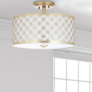 Safavieh HUTCH, 16-Inch Contemporary Flush Mount Light Fixture for Warm Ambient Illumination in Any Space Gold FLU4002A