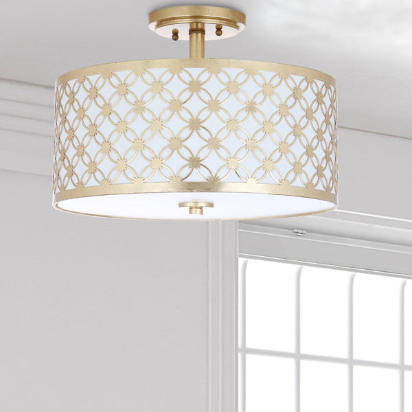 Safavieh HUTCH, 16-Inch Contemporary Flush Mount Light Fixture for Warm Ambient Illumination in Any Space Gold FLU4002A