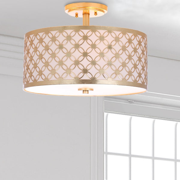 Safavieh HUTCH, 16-Inch Contemporary Flush Mount Light Fixture for Warm Ambient Illumination in Any Space Gold FLU4002A