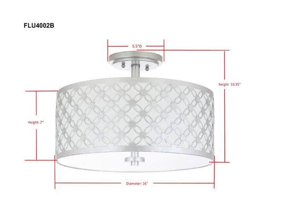 Safavieh HUTCH, 16-Inch Contemporary Flush Mount Light Fixture for Warm Ambient Illumination in Any Space Silver FLU4002B