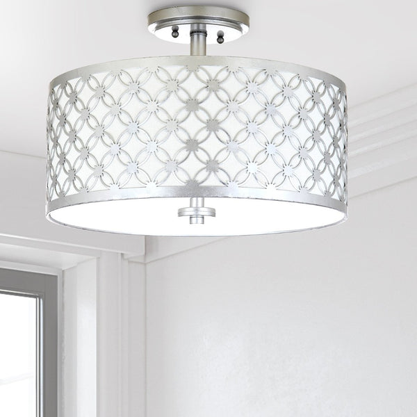 Safavieh HUTCH, 16-Inch Contemporary Flush Mount Light Fixture for Warm Ambient Illumination in Any Space Silver FLU4002B