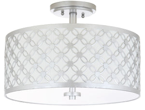 Safavieh HUTCH, 16-Inch Contemporary Flush Mount Light Fixture for Warm Ambient Illumination in Any Space Silver FLU4002B