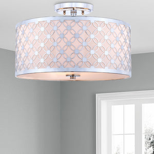 Safavieh HUTCH, 16-Inch Contemporary Flush Mount Light Fixture for Warm Ambient Illumination in Any Space Chrome FLU4002C