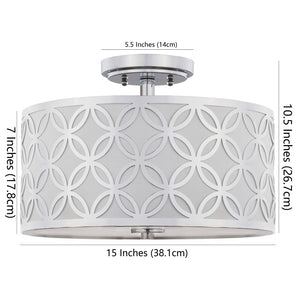 Safavieh CECILY, 15-Inch Flush Mount Light Fixture for Ambient Illumination in Modern Living Spaces Chrome FLU4003C