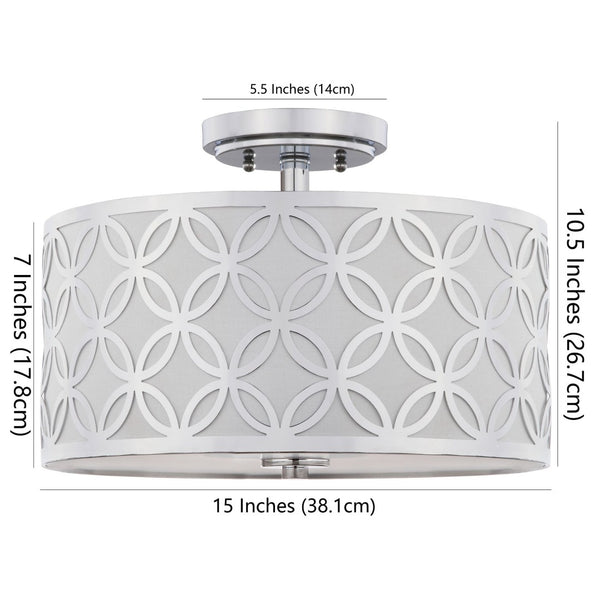 Safavieh CECILY, 15-Inch Flush Mount Light Fixture for Ambient Illumination in Modern Living Spaces Chrome FLU4003C