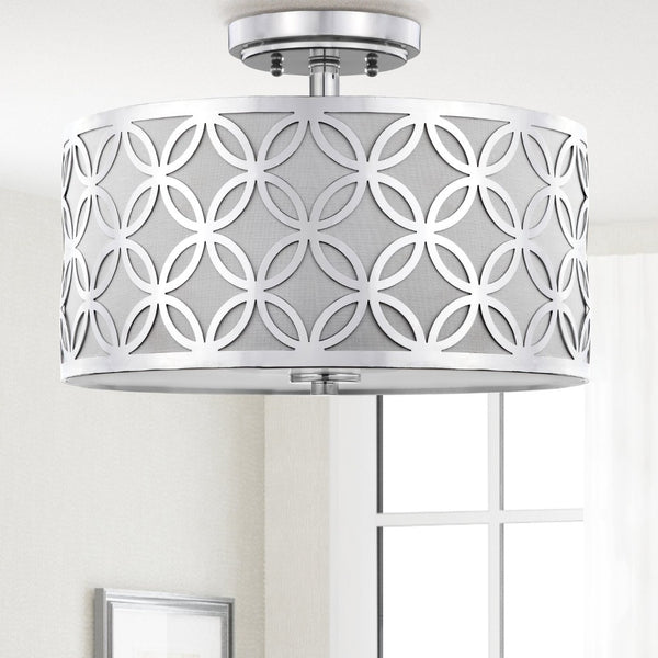 Safavieh CECILY, 15-Inch Flush Mount Light Fixture for Ambient Illumination in Modern Living Spaces Chrome FLU4003C