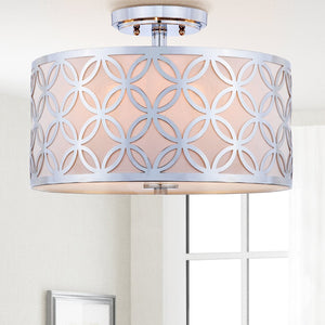 Safavieh CECILY, 15-Inch Flush Mount Light Fixture for Ambient Illumination in Modern Living Spaces Chrome FLU4003C